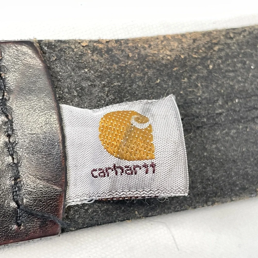 Carhartt Belt Mens Medium Brown Genuine Leather Grommet Rivet Workwear 2216
